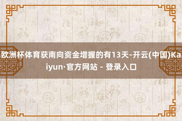 欧洲杯体育获南向资金增握的有13天-开云(中国)Kaiyun·官方网站 - 登录入口