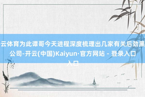 开云体育为此谭哥今天进程深度梳理出几家有关后劲黑马公司-开云(中国)Kaiyun·官方网站 - 登录入口